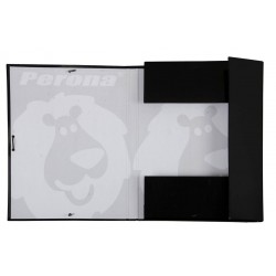 Pasta Preta Vulcano A4 com Borrachas Perona 56240 | Perona Bags